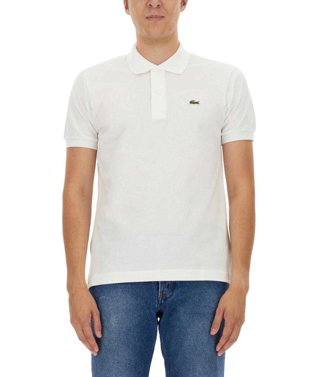 LACOSTE Белое хлопковое поло с коротким рукавом, фото 2