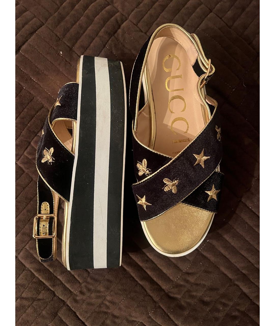 GUCCI Черные кожаные сандалии, фото 3