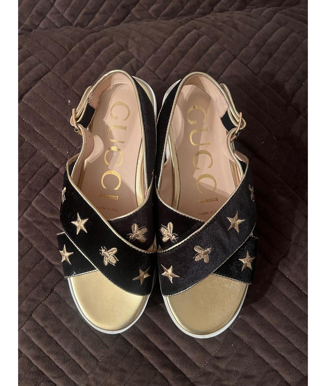 GUCCI Черные кожаные сандалии, фото 2