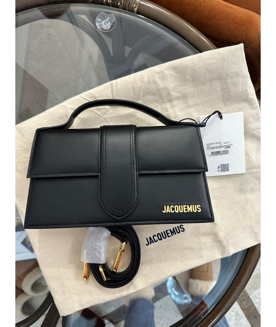 JACQUEMUS Черная кожаная сумка с короткими ручками, фото 6