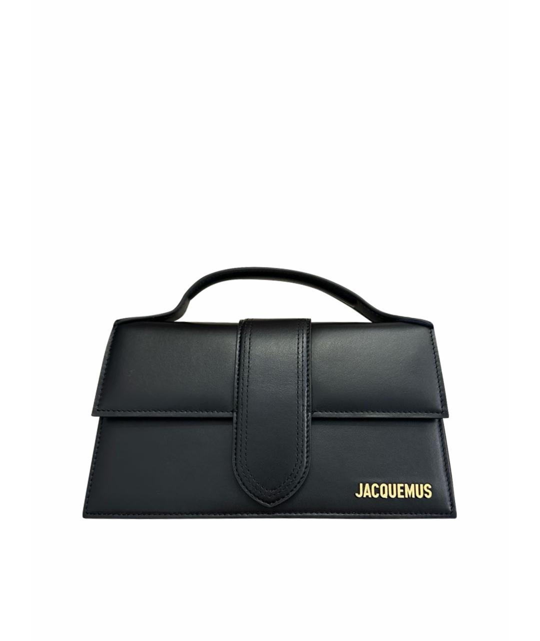 JACQUEMUS Черная кожаная сумка с короткими ручками, фото 1