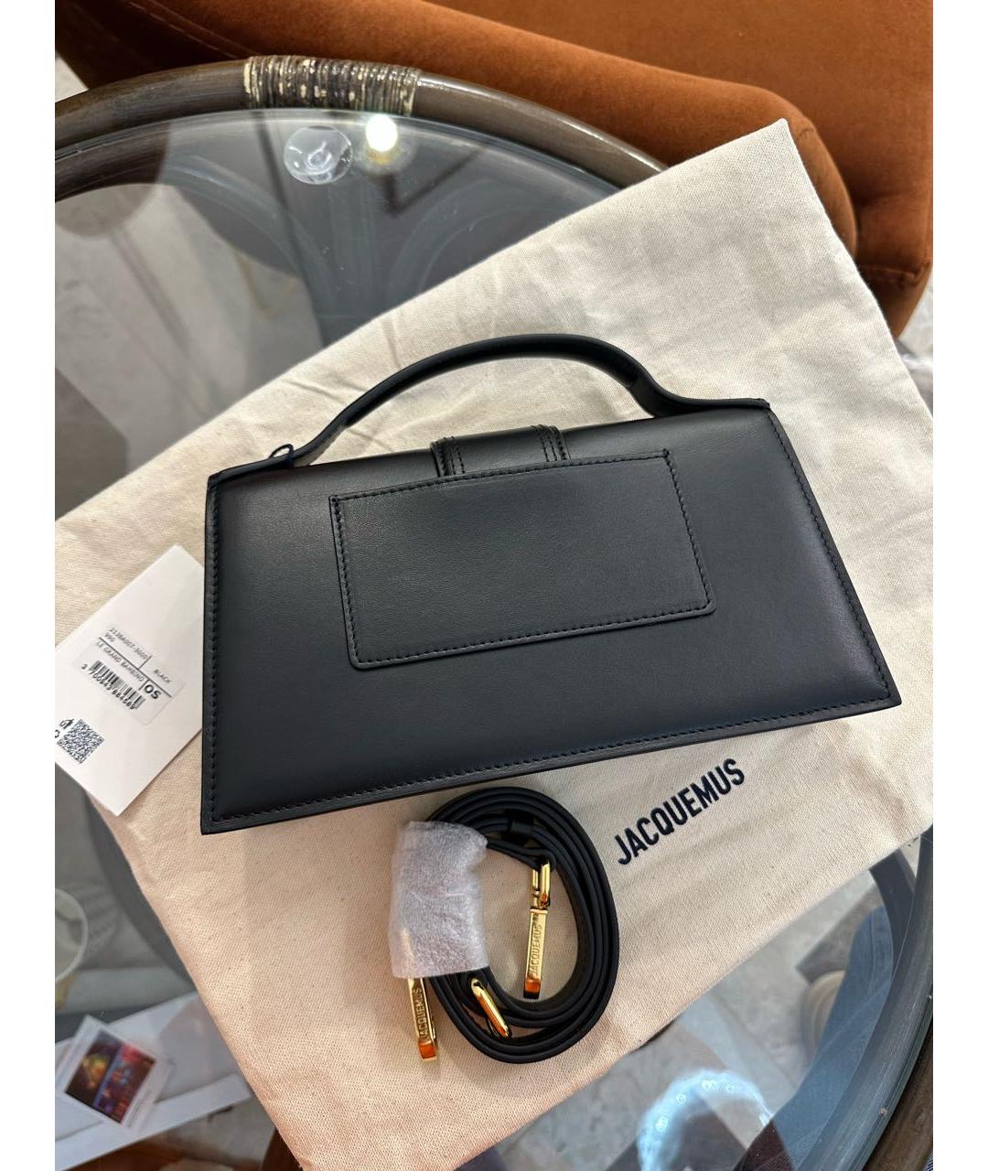 JACQUEMUS Черная кожаная сумка с короткими ручками, фото 3