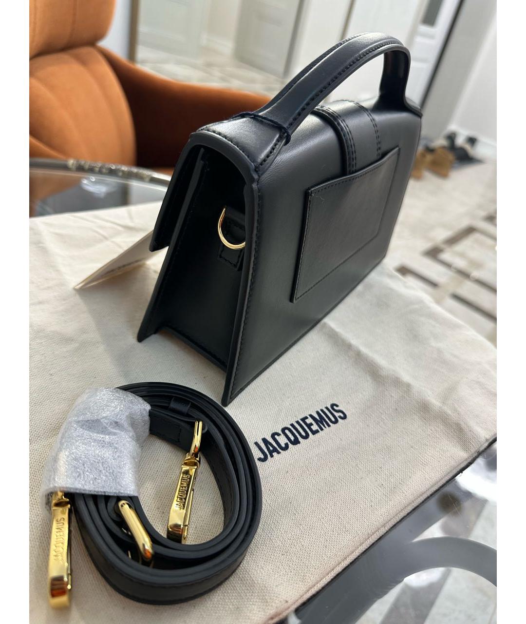 JACQUEMUS Черная кожаная сумка с короткими ручками, фото 2