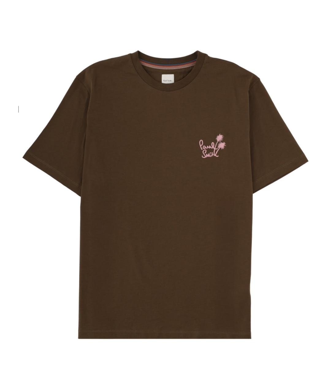 PAUL SMITH Коричневая хлопковая футболка, фото 1