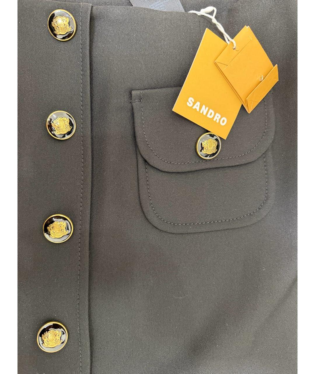 SANDRO Черная полиэстеровая юбка миди, фото 3