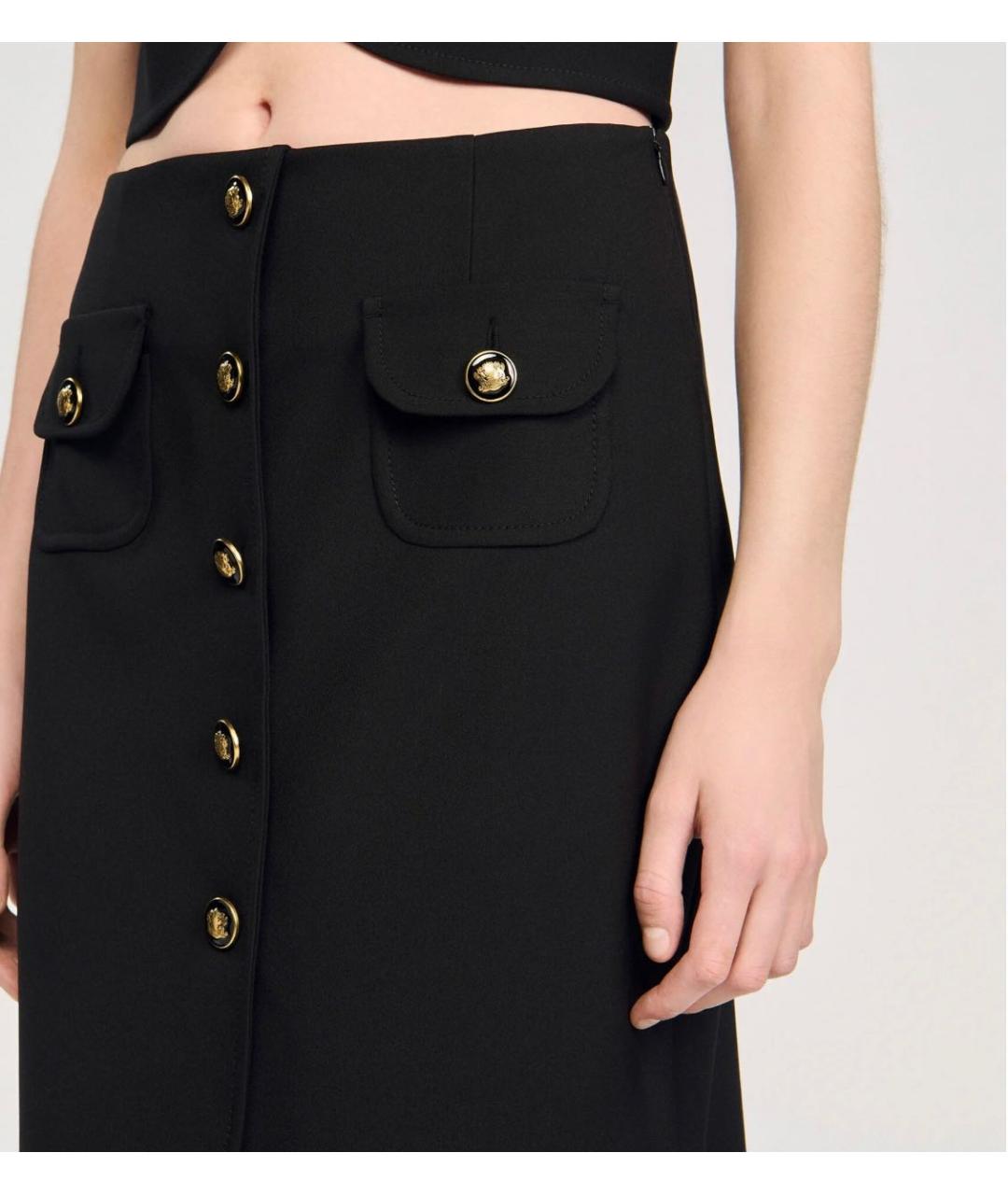 SANDRO Черная полиэстеровая юбка миди, фото 5