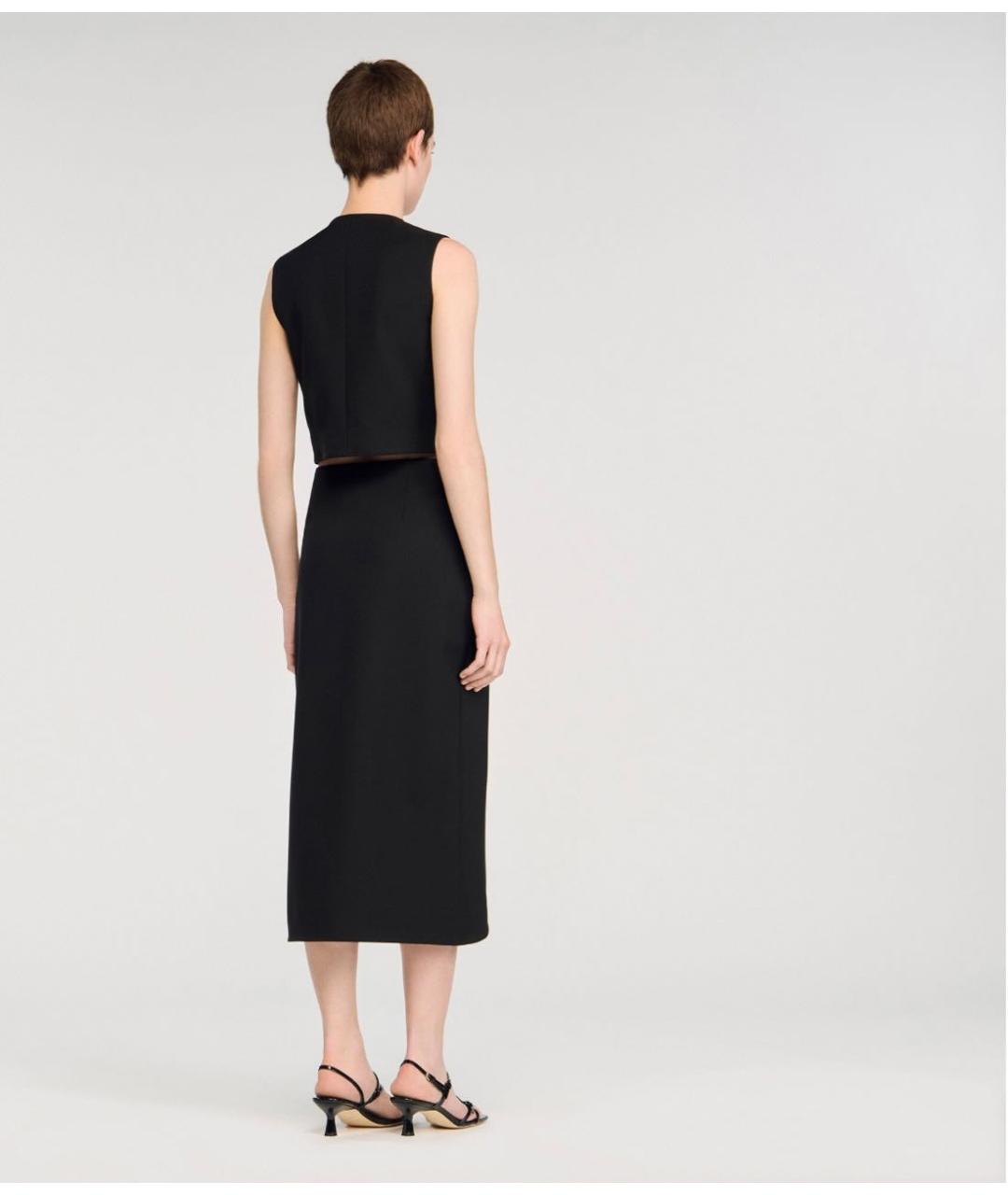 SANDRO Черная полиэстеровая юбка миди, фото 4