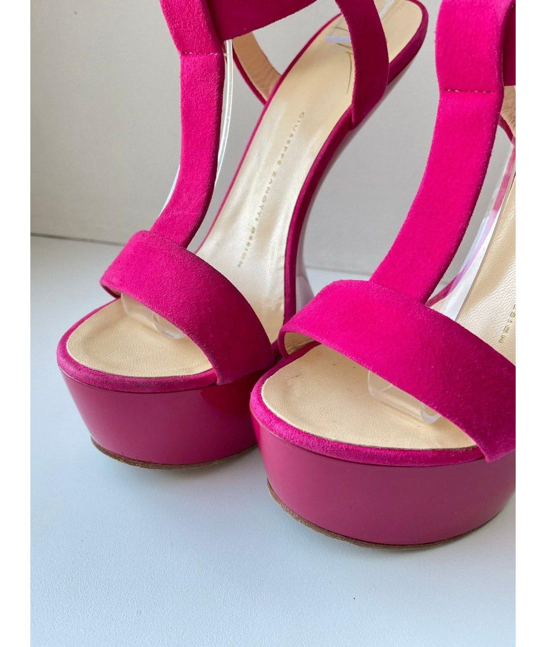 GIUSEPPE ZANOTTI DESIGN Розовые замшевые босоножки, фото 4