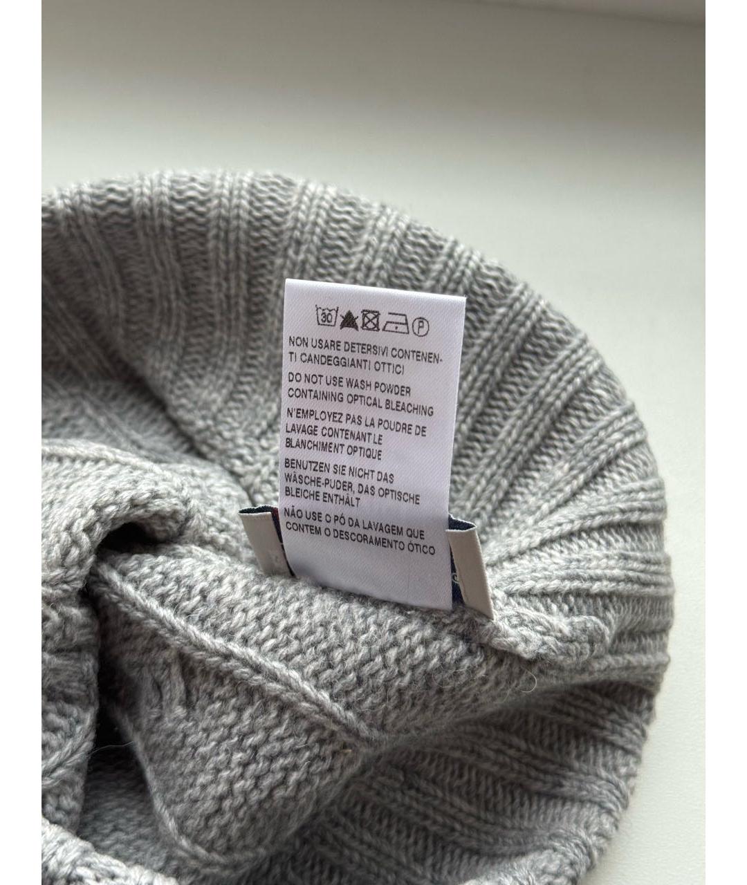 MONCLER Серая шерстяная шапка, фото 5