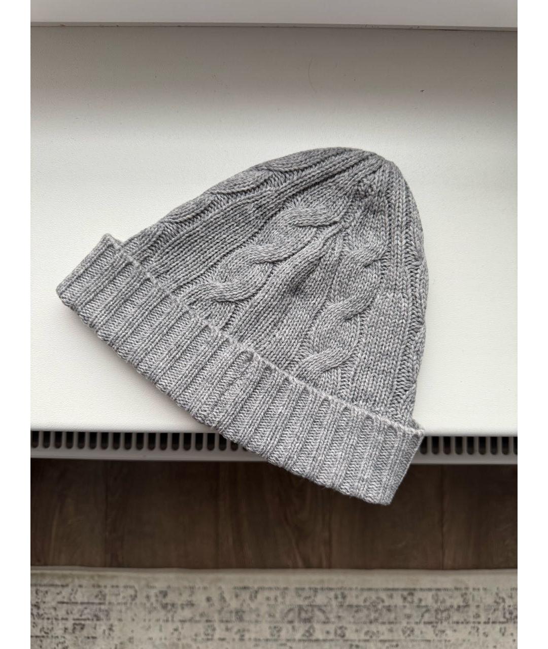 MONCLER Серая шерстяная шапка, фото 3