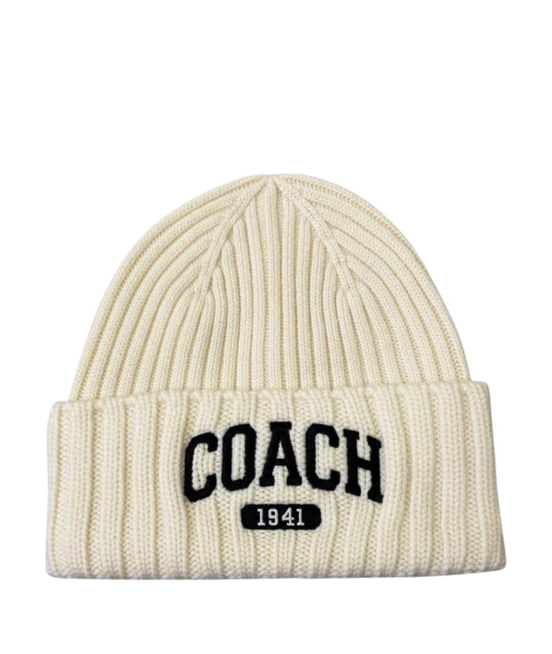 COACH Бежевая шерстяная шапка, фото 1