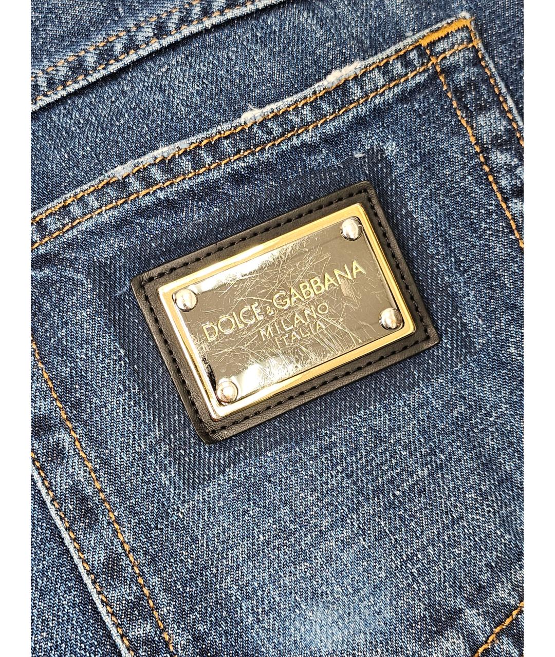 DOLCE&GABBANA Синие хлопковые прямые джинсы, фото 4