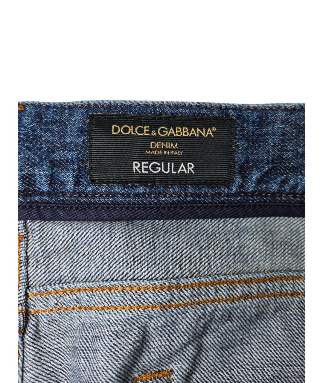 DOLCE&GABBANA Синие хлопковые прямые джинсы, фото 7