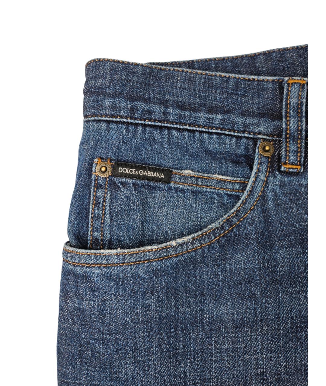 DOLCE&GABBANA Синие хлопковые прямые джинсы, фото 6