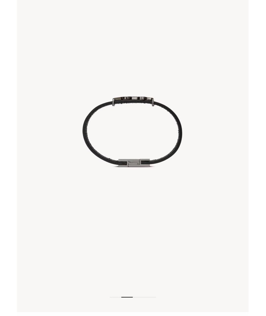 SAINT LAURENT Черный кожаный браслет, фото 2