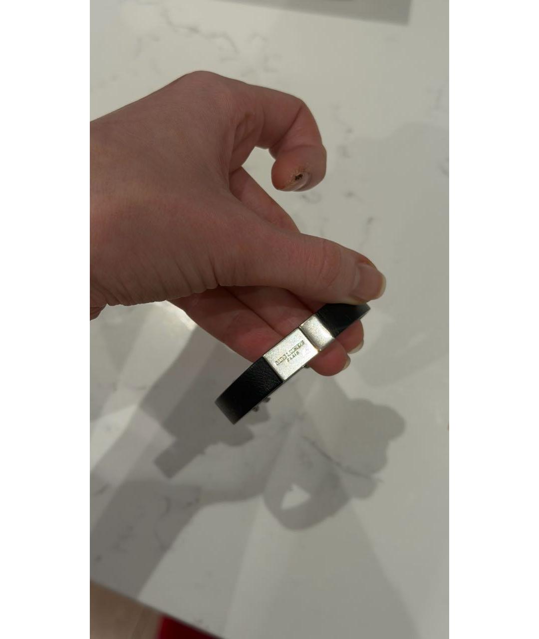 SAINT LAURENT Черный кожаный браслет, фото 7