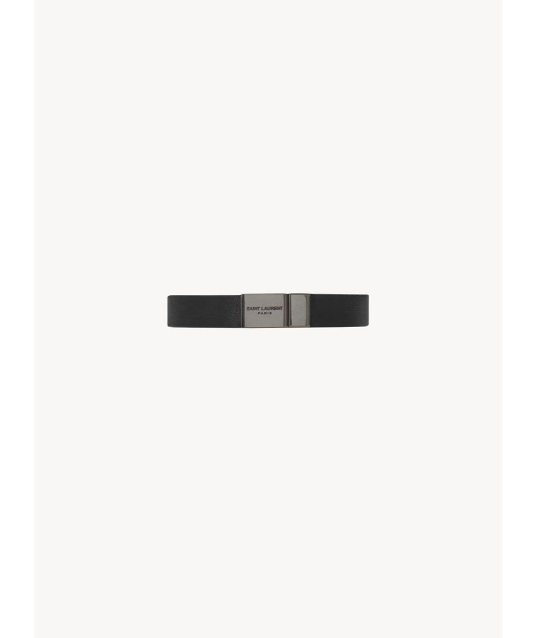 SAINT LAURENT Черный кожаный браслет, фото 3