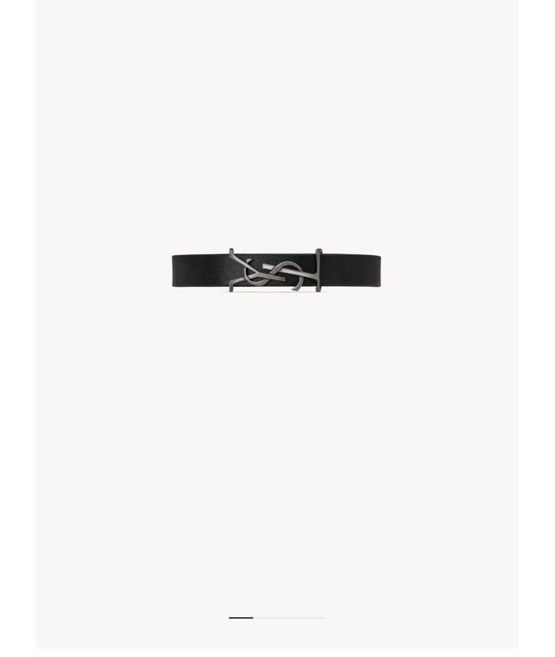 SAINT LAURENT Черный кожаный браслет, фото 9