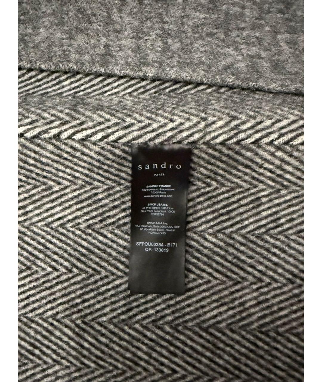 SANDRO Серое шерстяное пальто, фото 4