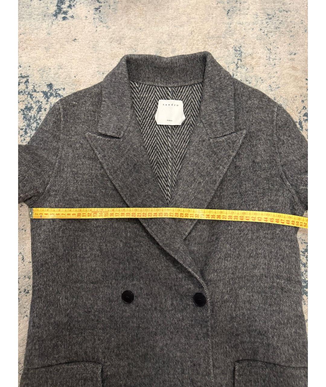 SANDRO Серое шерстяное пальто, фото 6
