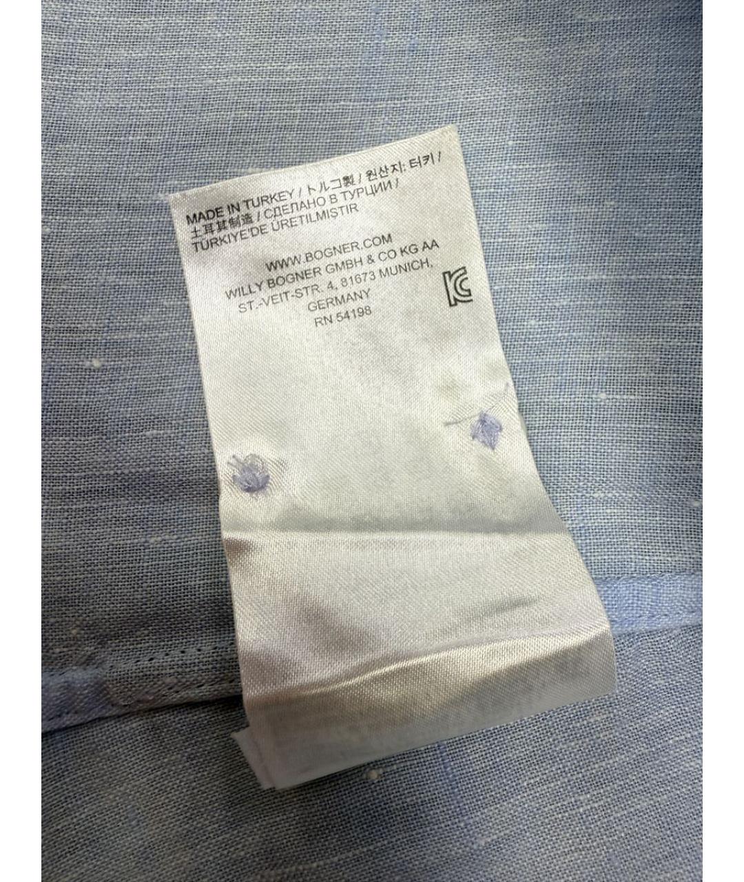 BOGNER Голубая льняная кэжуал рубашка, фото 6