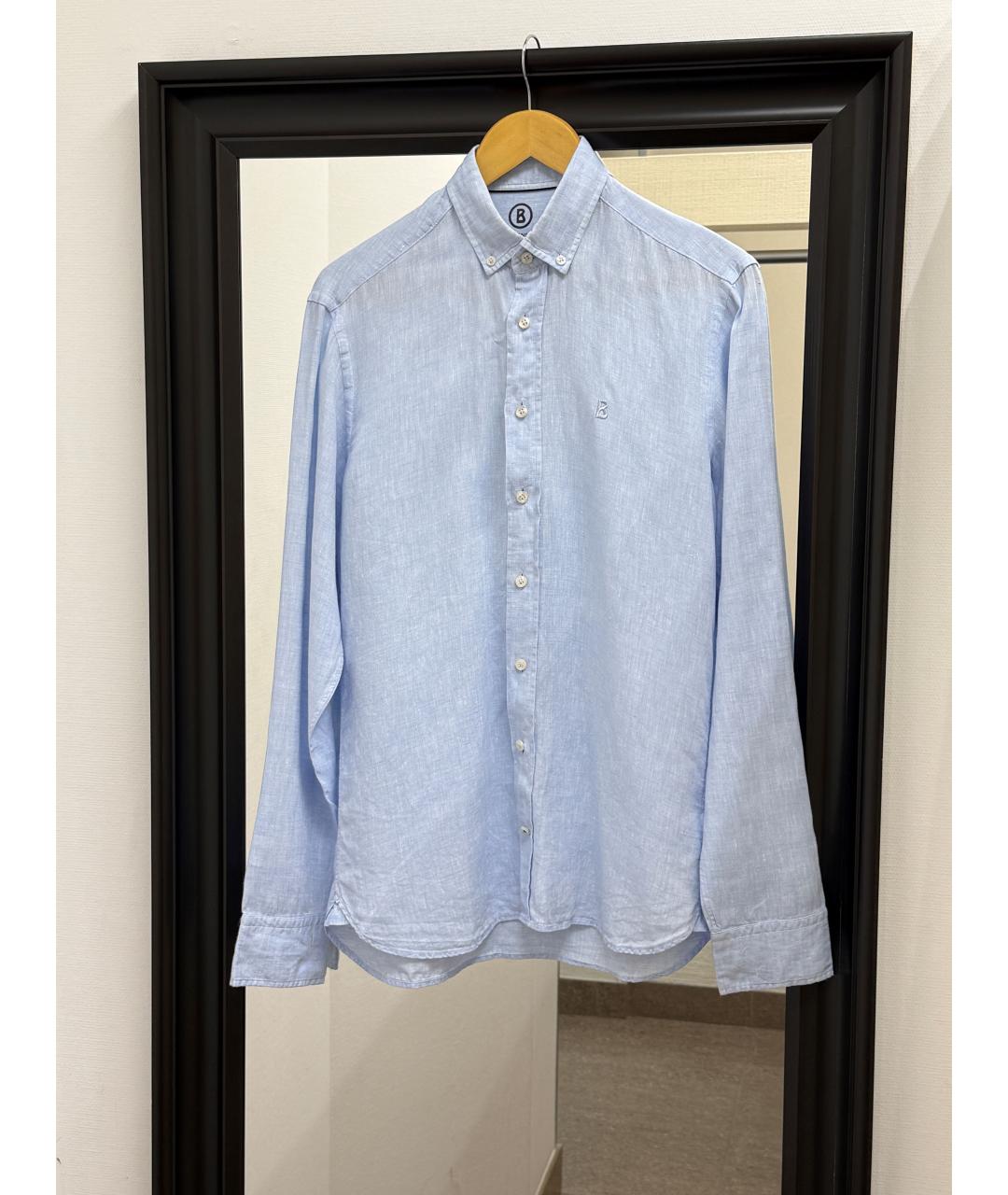 BOGNER Голубая льняная кэжуал рубашка, фото 2