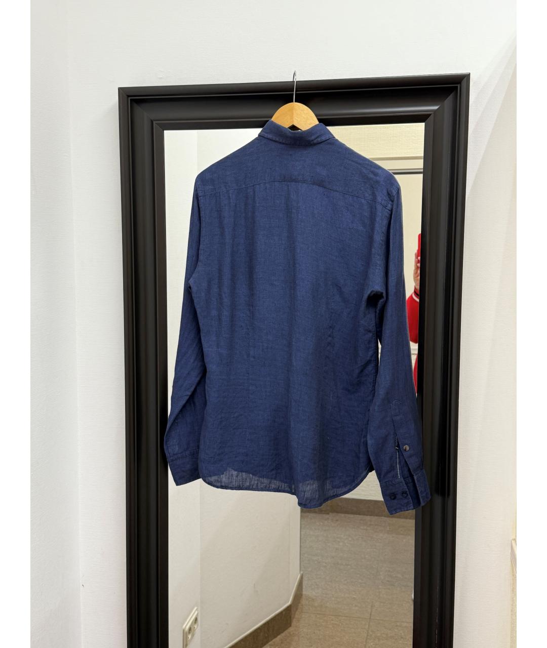 BOGNER Синяя льняная кэжуал рубашка, фото 3