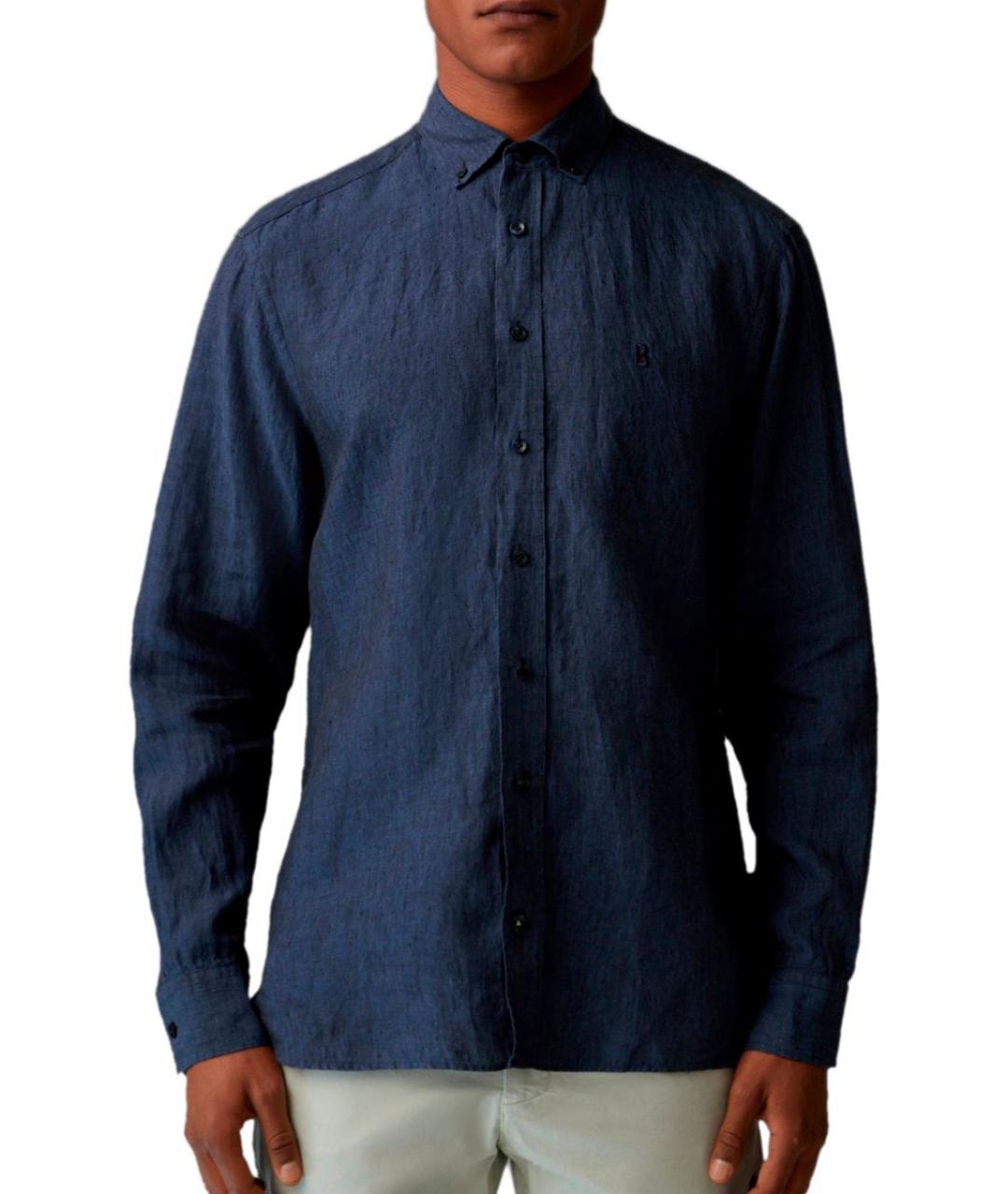 BOGNER Синяя льняная кэжуал рубашка, фото 8