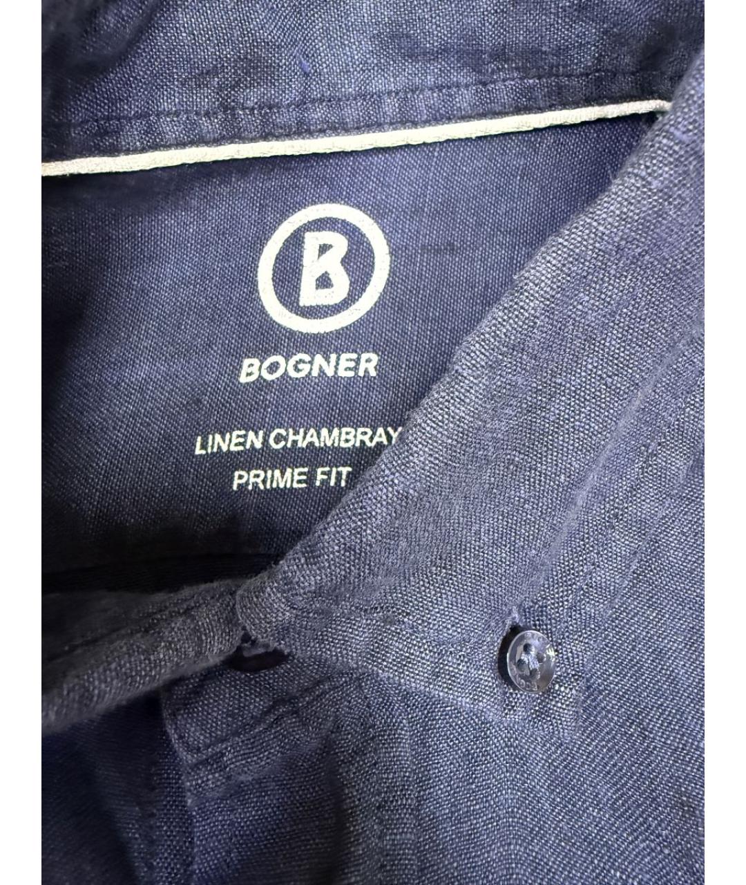 BOGNER Синяя льняная кэжуал рубашка, фото 4