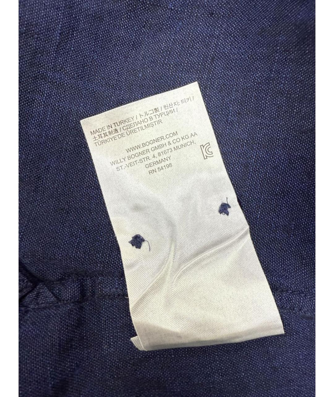 BOGNER Синяя льняная кэжуал рубашка, фото 7