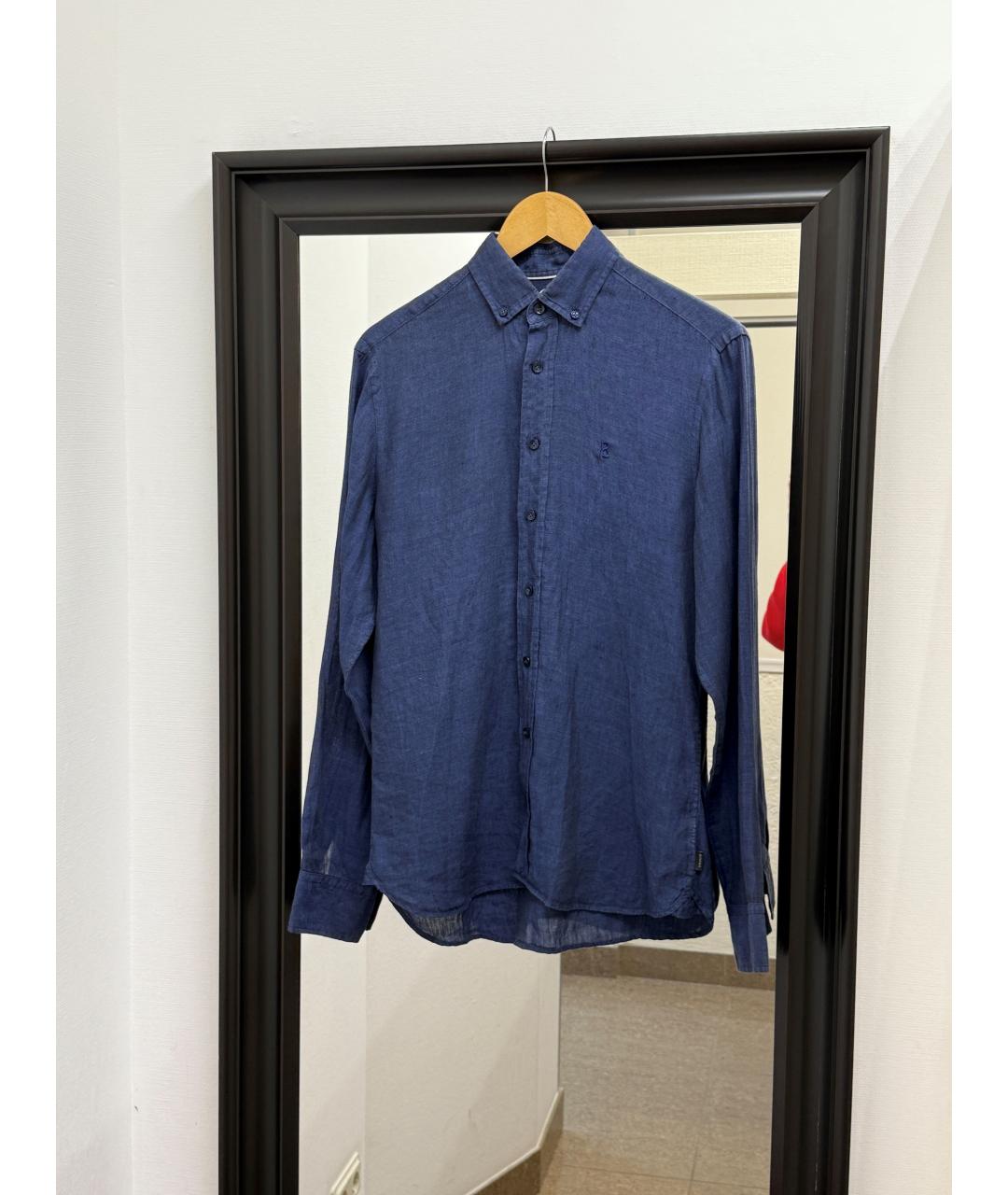 BOGNER Синяя льняная кэжуал рубашка, фото 2