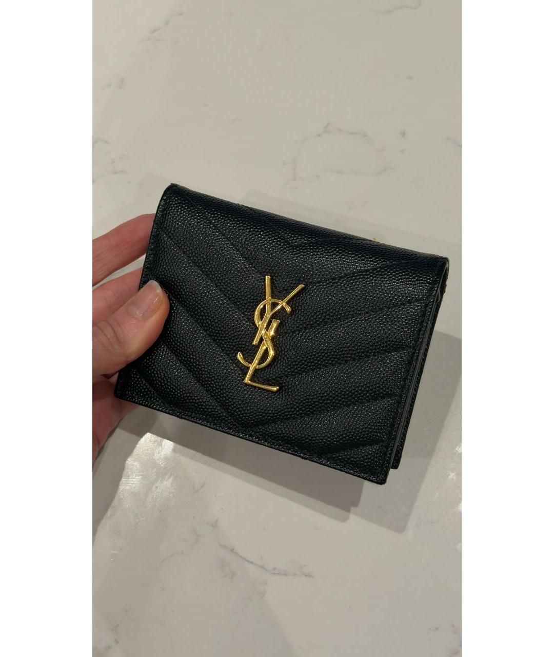 SAINT LAURENT Черный кожаный кошелек, фото 5