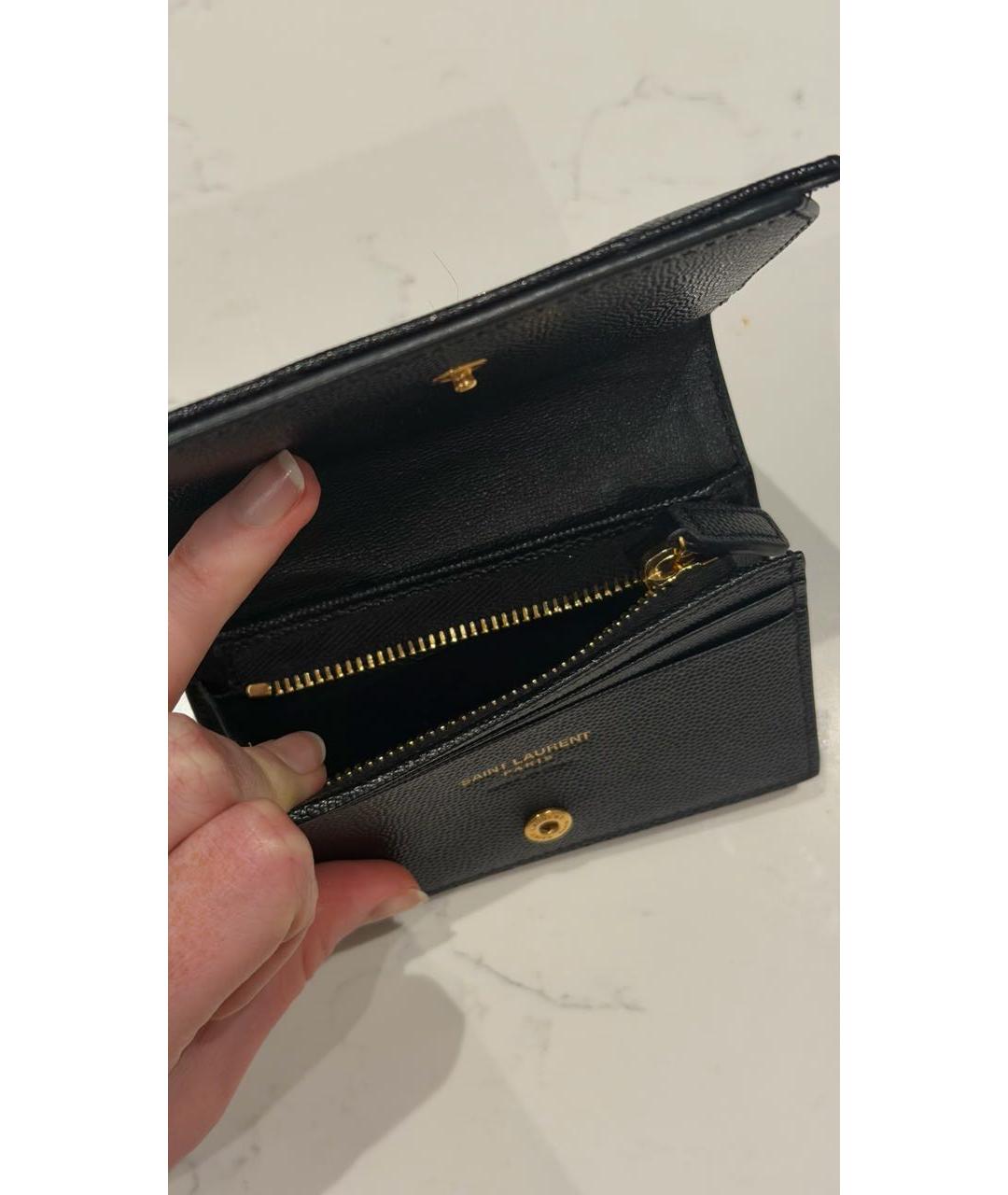 SAINT LAURENT Черный кожаный кошелек, фото 7