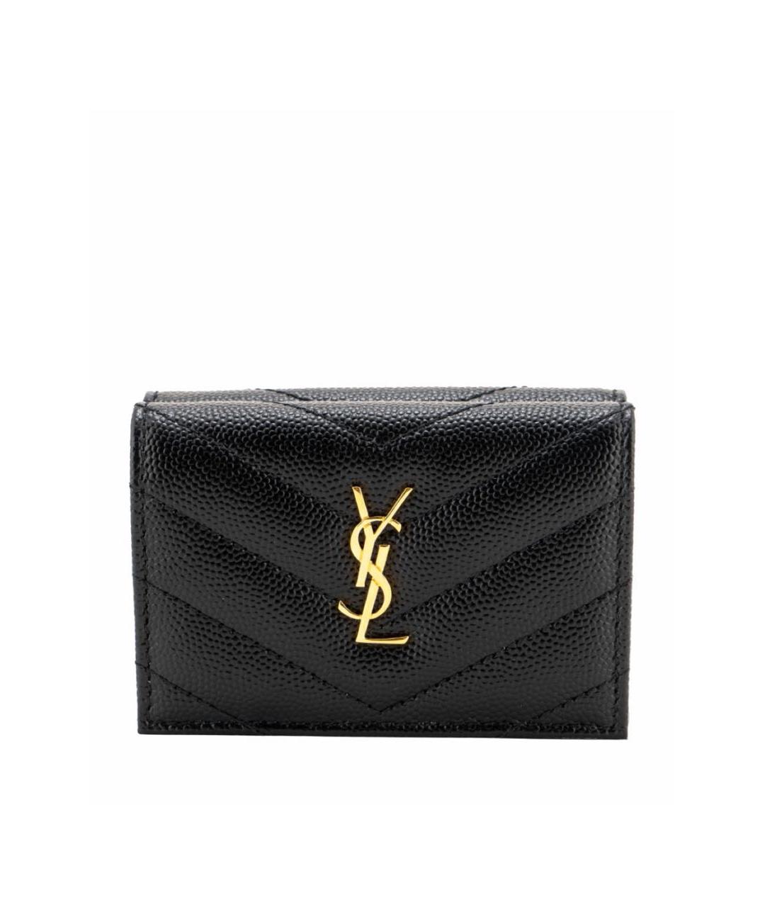 SAINT LAURENT Черный кожаный кошелек, фото 2