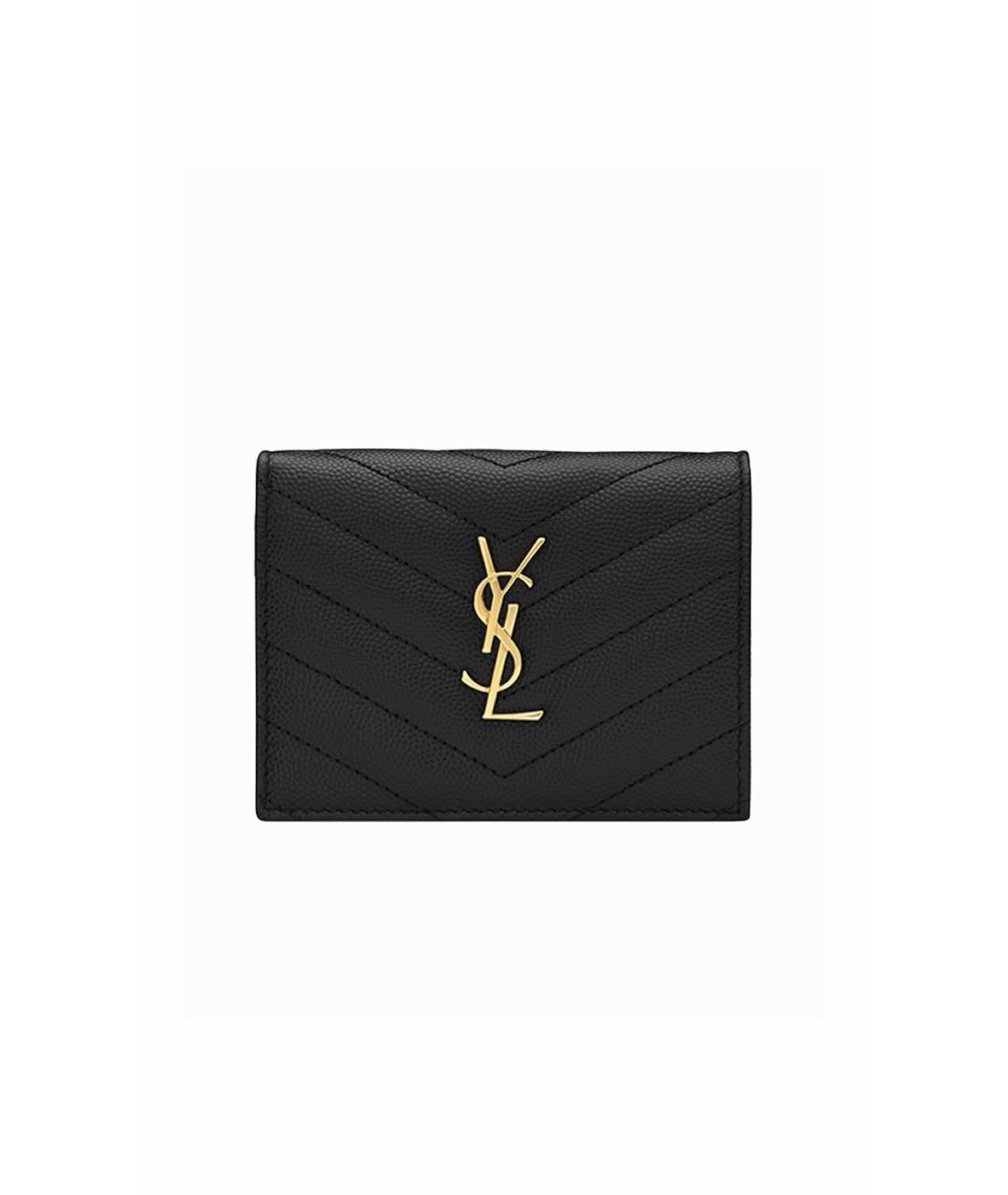 SAINT LAURENT Черный кожаный кошелек, фото 1