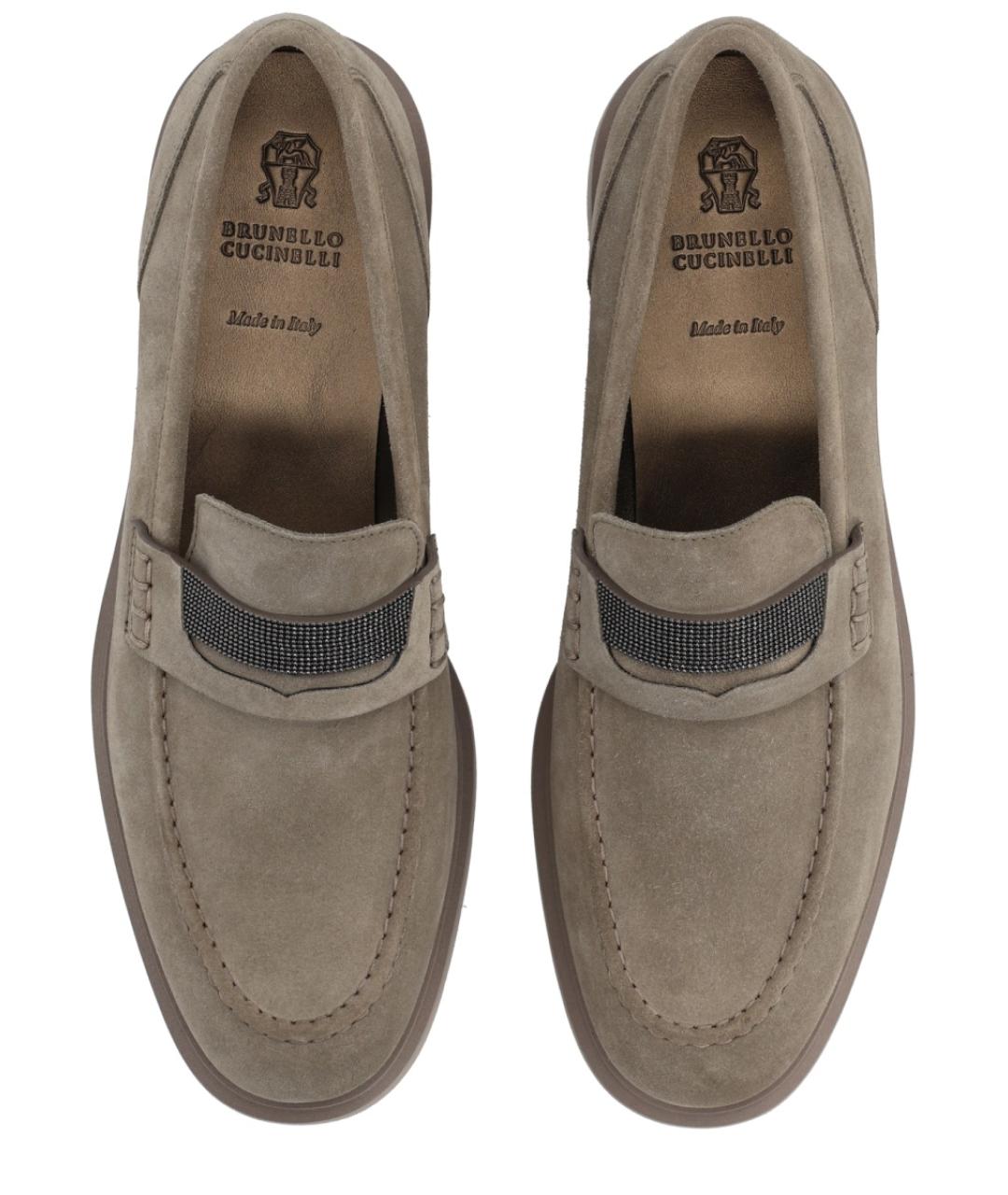 BRUNELLO CUCINELLI Бежевые кожаные лоферы, фото 5