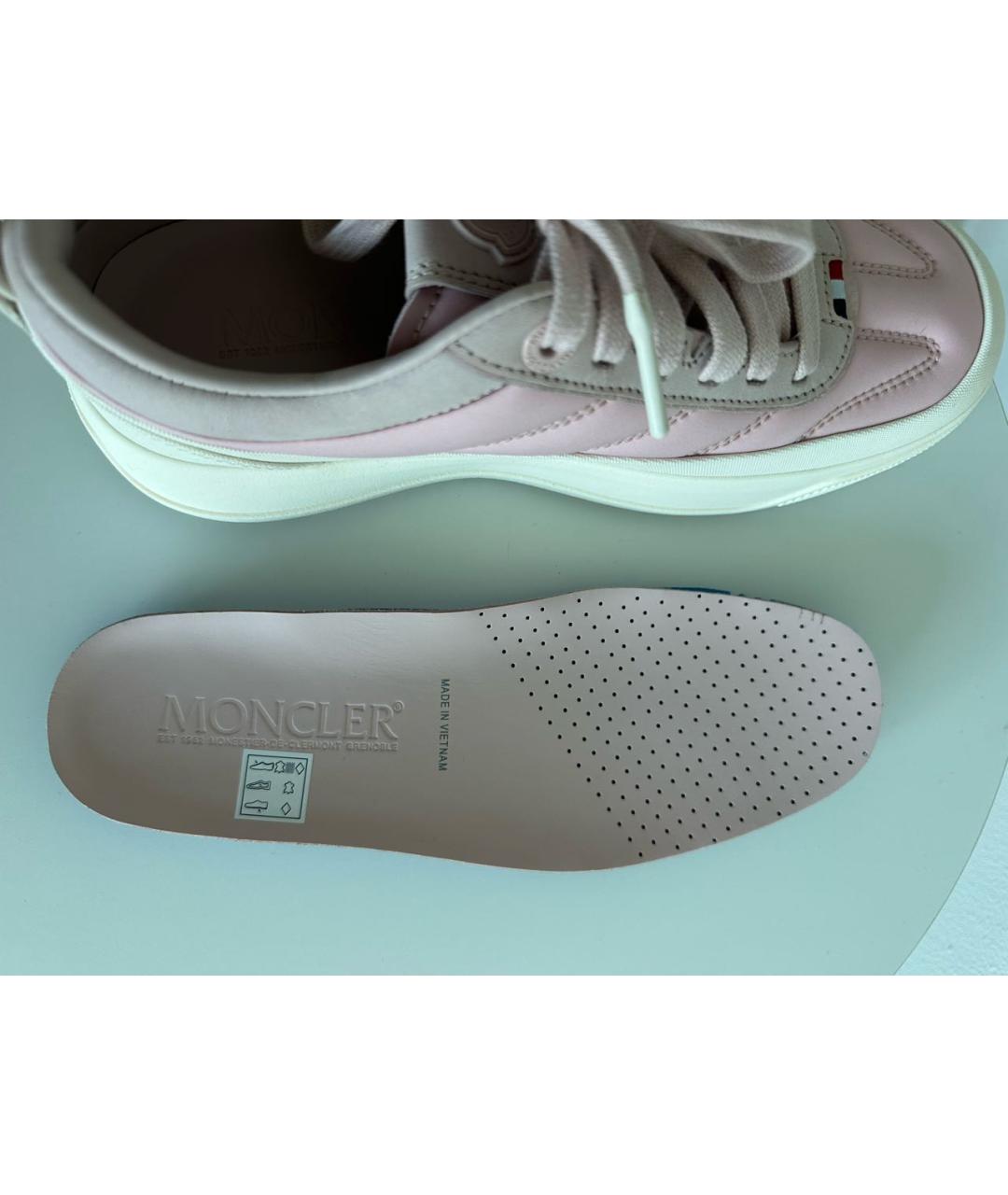 MONCLER Розовые текстильные кроссовки, фото 7