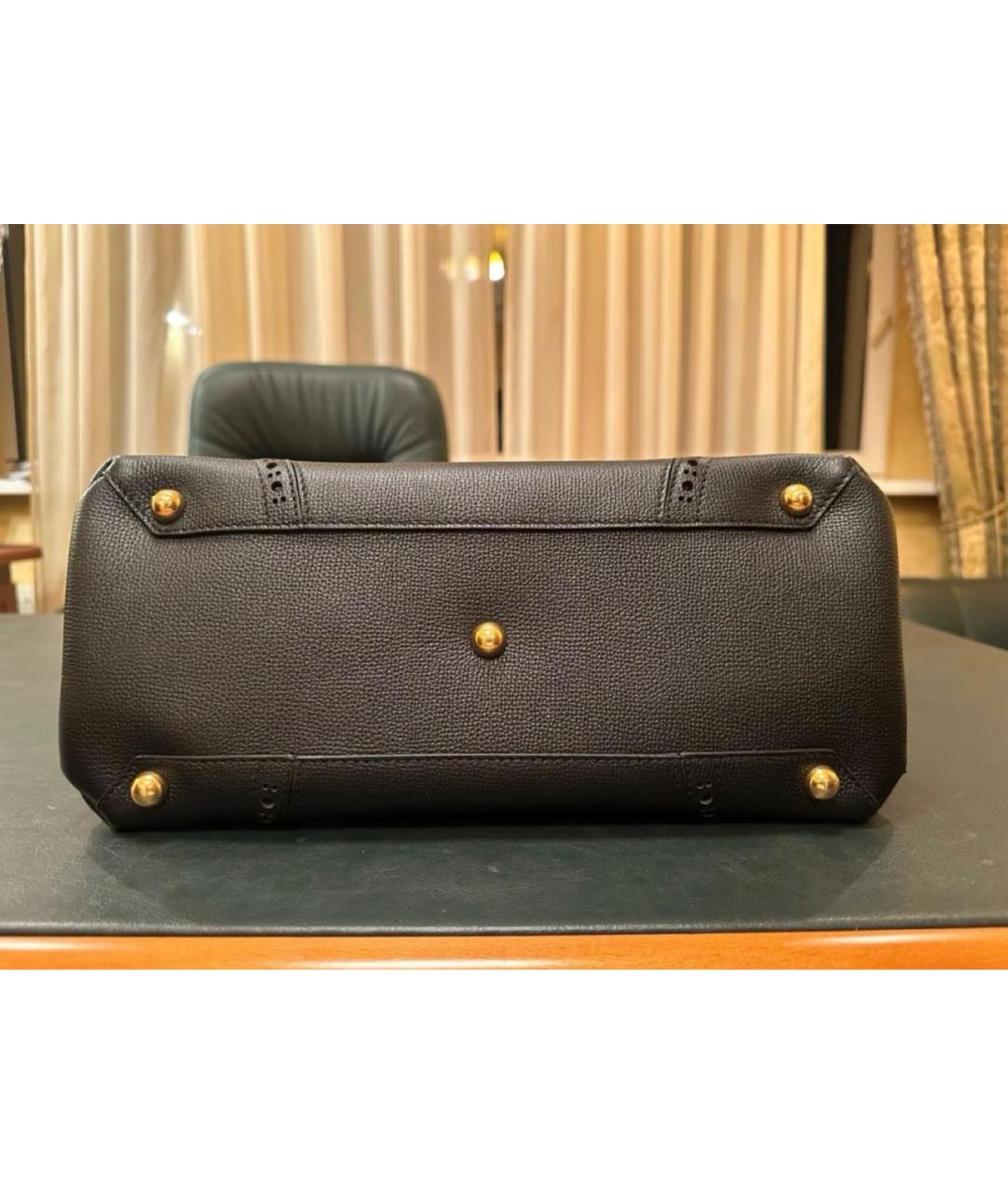 BURBERRY Черная кожаная сумка тоут, фото 4