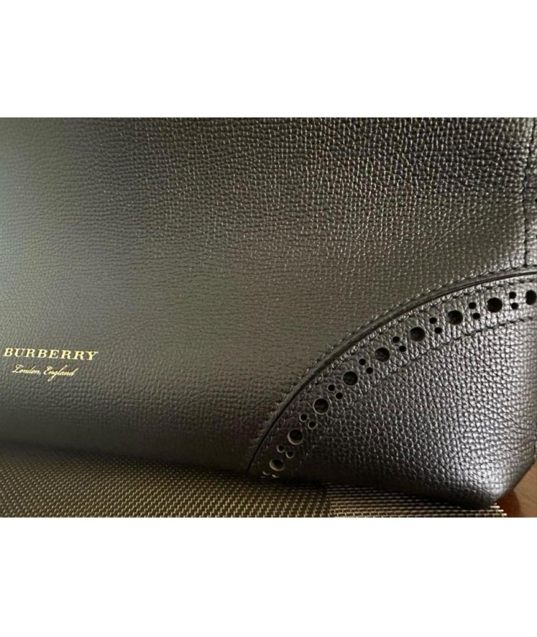 BURBERRY Черная кожаная сумка тоут, фото 2