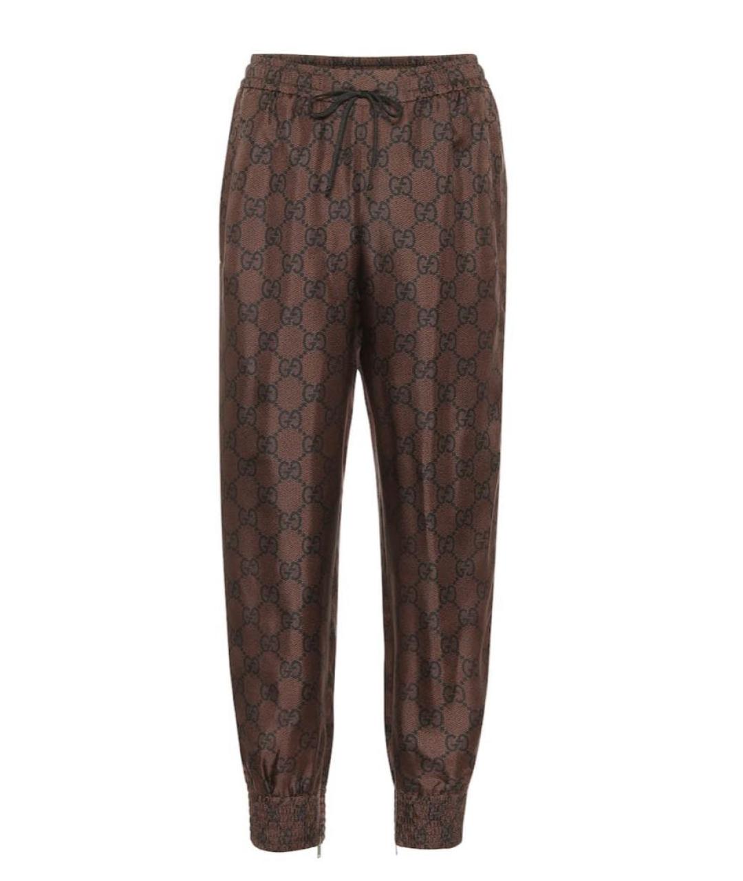 GUCCI Коричневые шелковые брюки узкие, фото 7