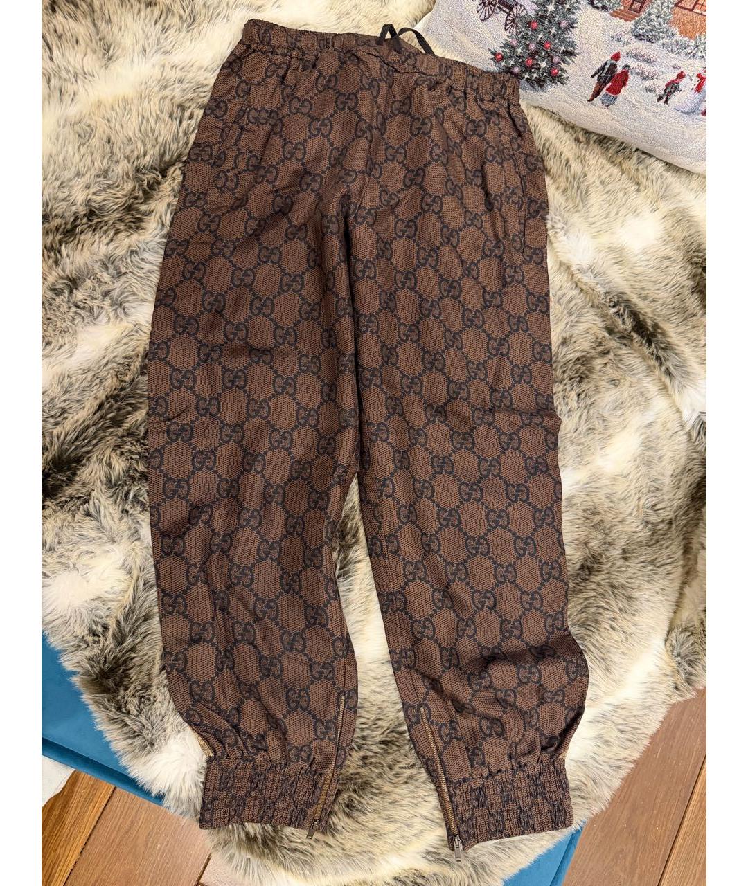 GUCCI Коричневые шелковые брюки узкие, фото 2