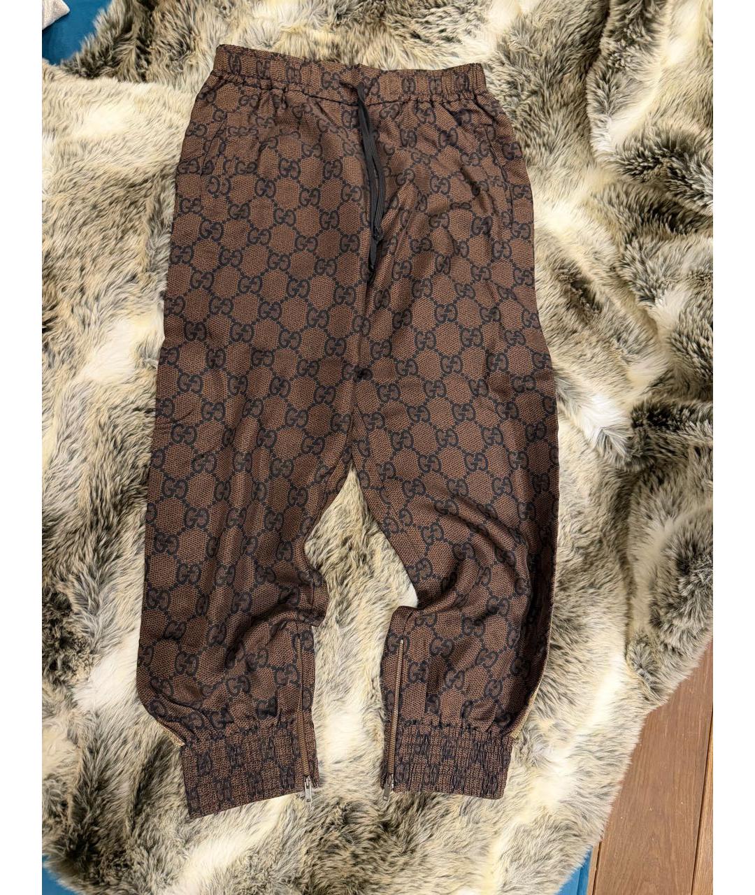 GUCCI Коричневые шелковые брюки узкие, фото 5