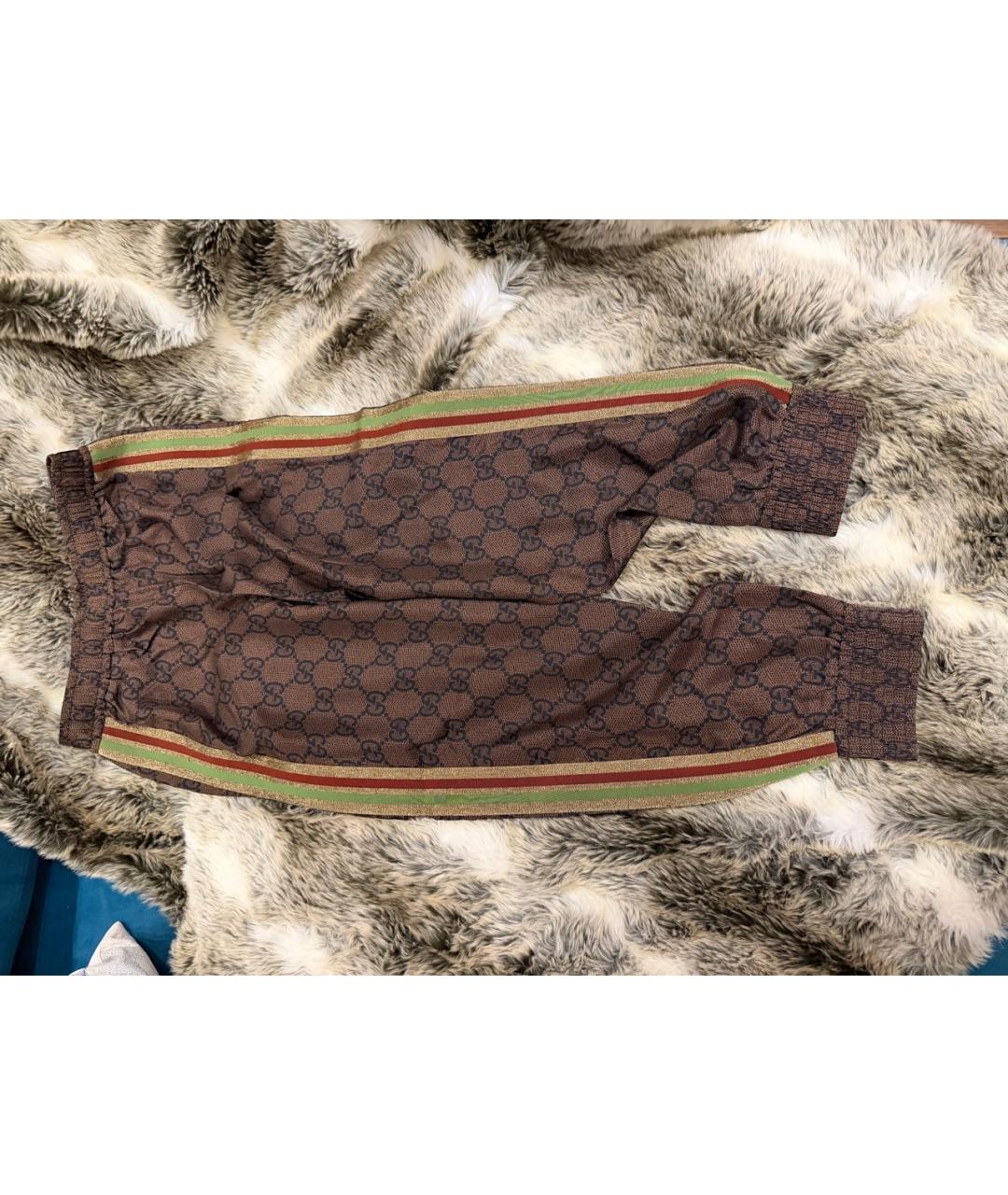 GUCCI Коричневые шелковые брюки узкие, фото 3