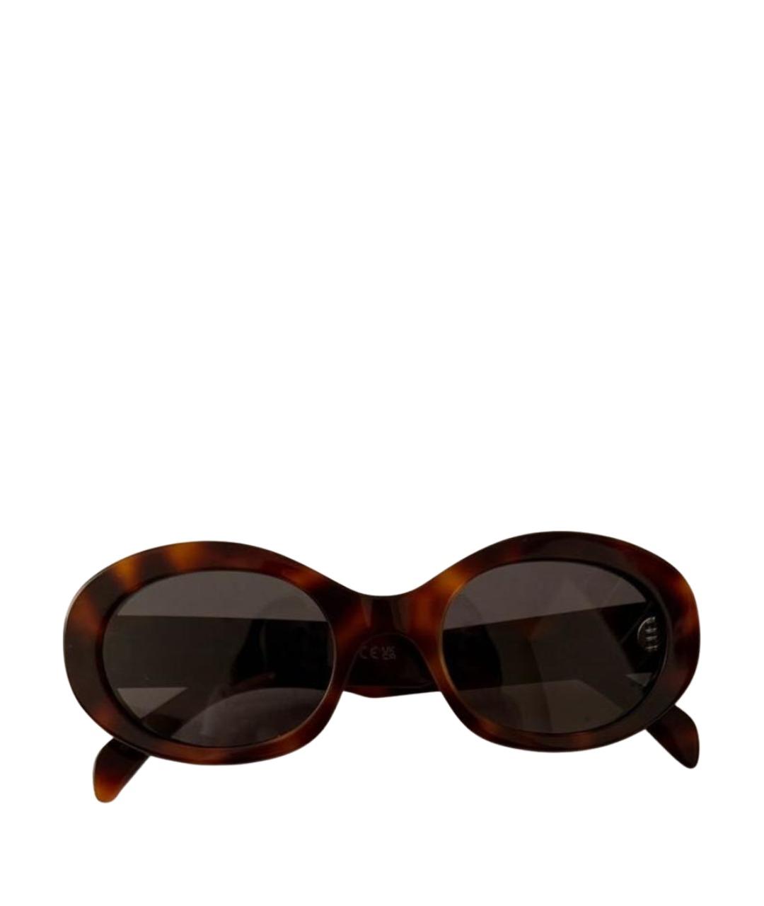 CELINE Коричневые пластиковые солнцезащитные очки, фото 1