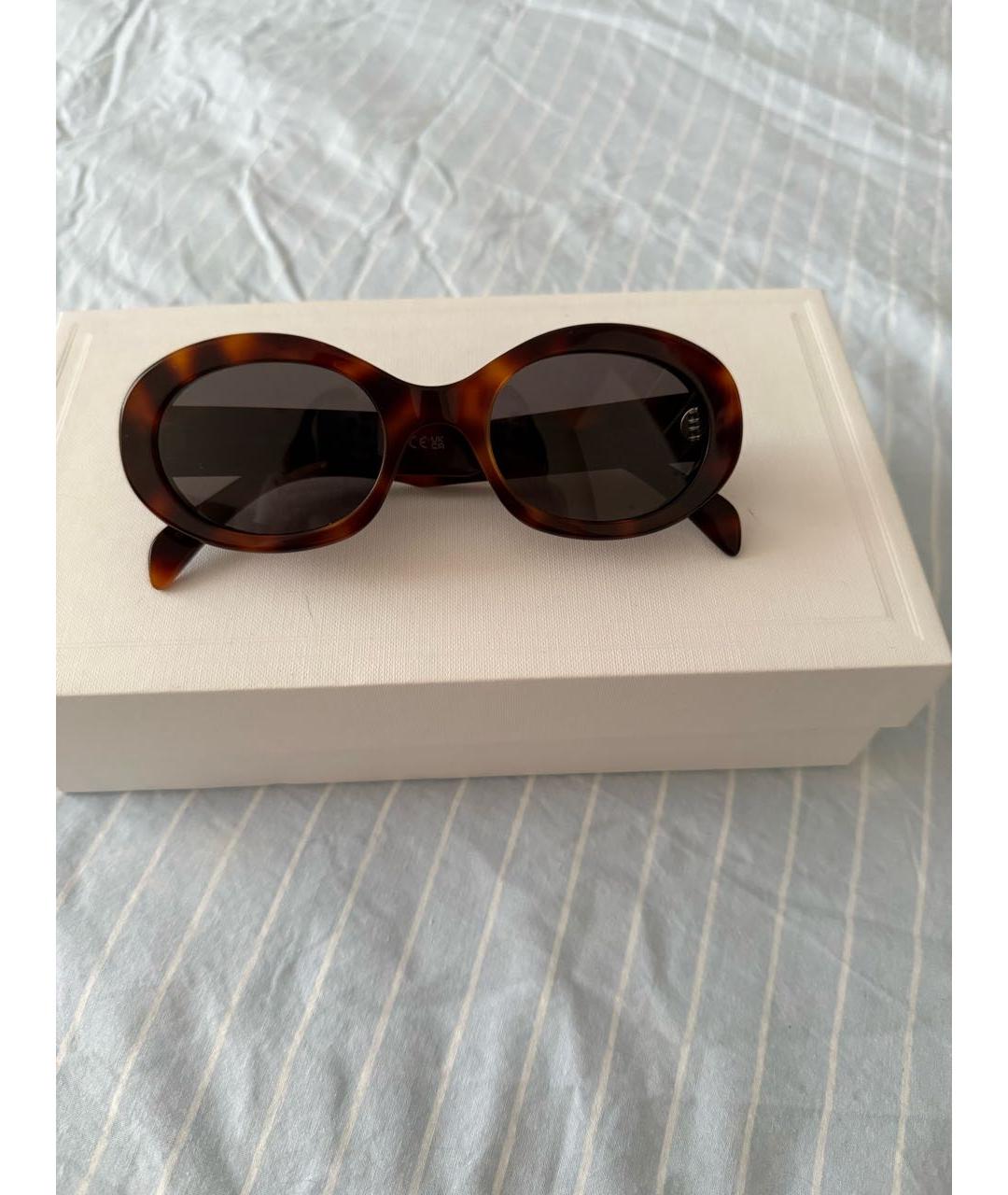 CELINE Коричневые пластиковые солнцезащитные очки, фото 5