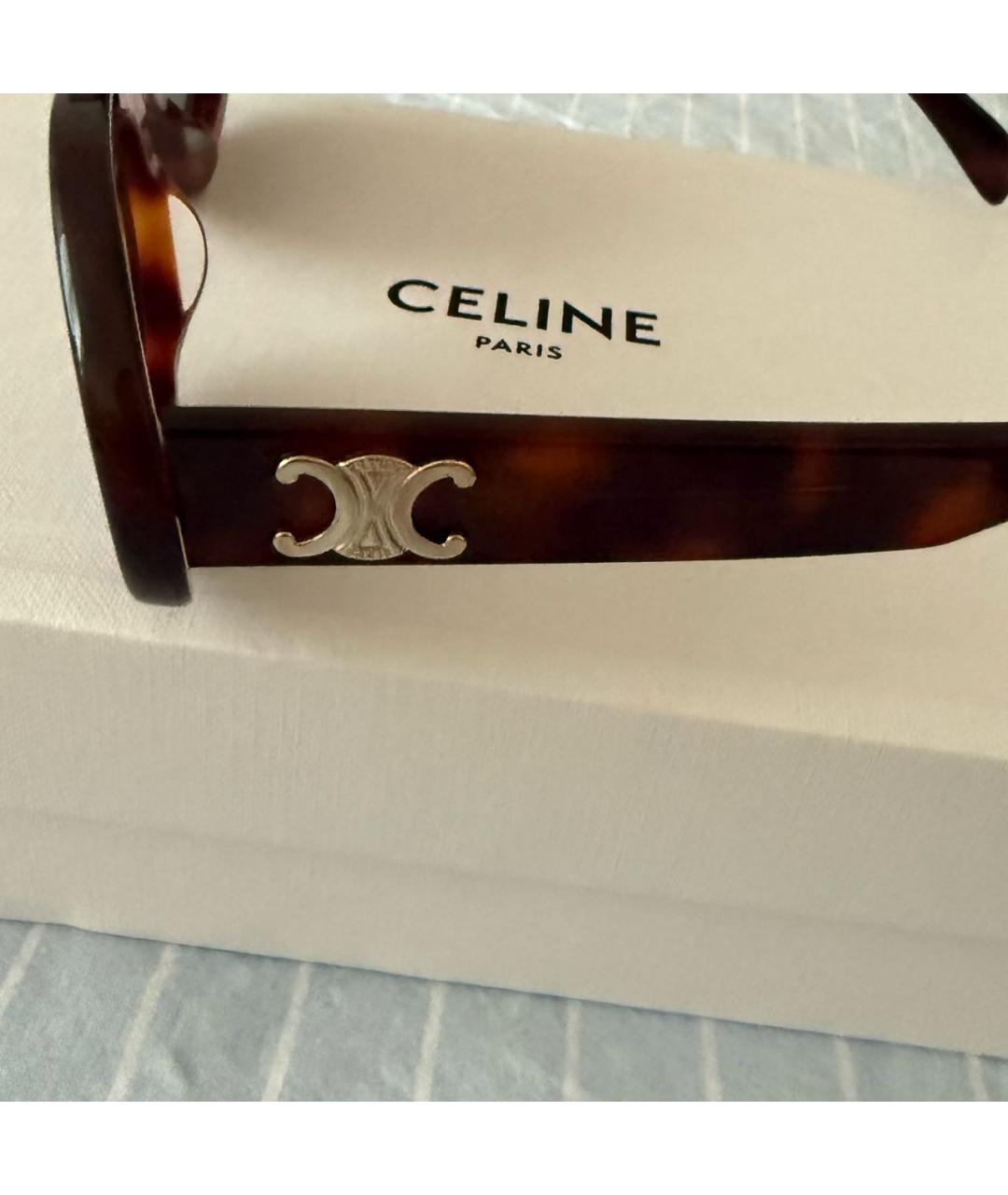 CELINE Коричневые пластиковые солнцезащитные очки, фото 3