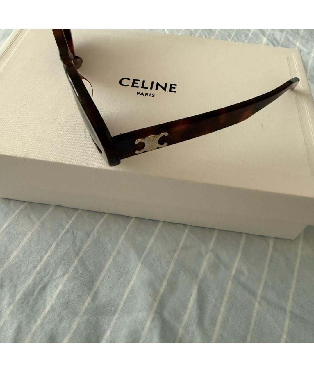 CELINE Коричневые пластиковые солнцезащитные очки, фото 4