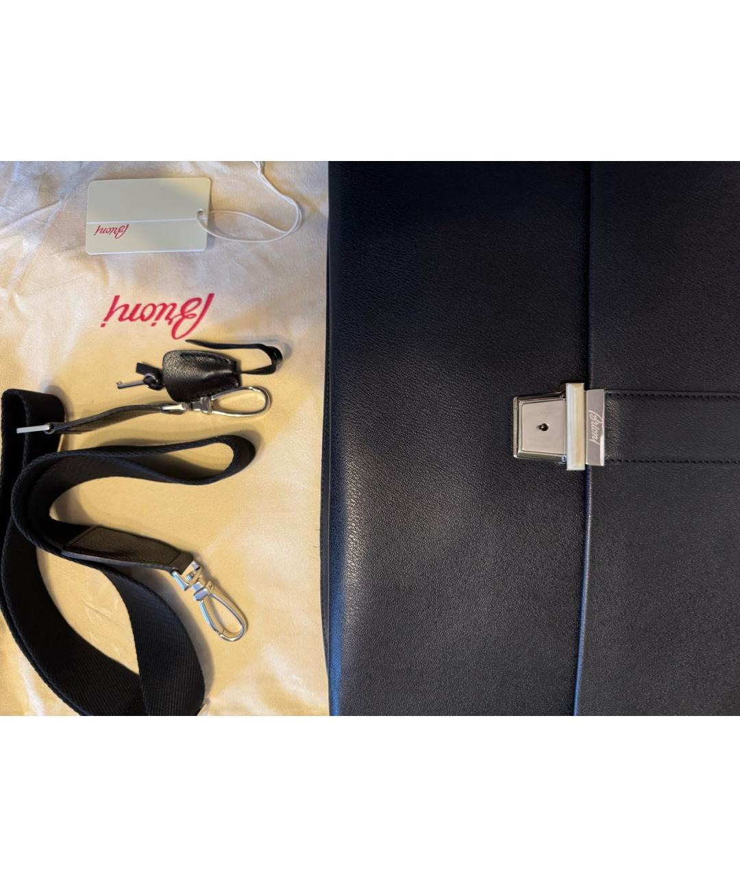 BRIONI Черный кожаный портфель, фото 3