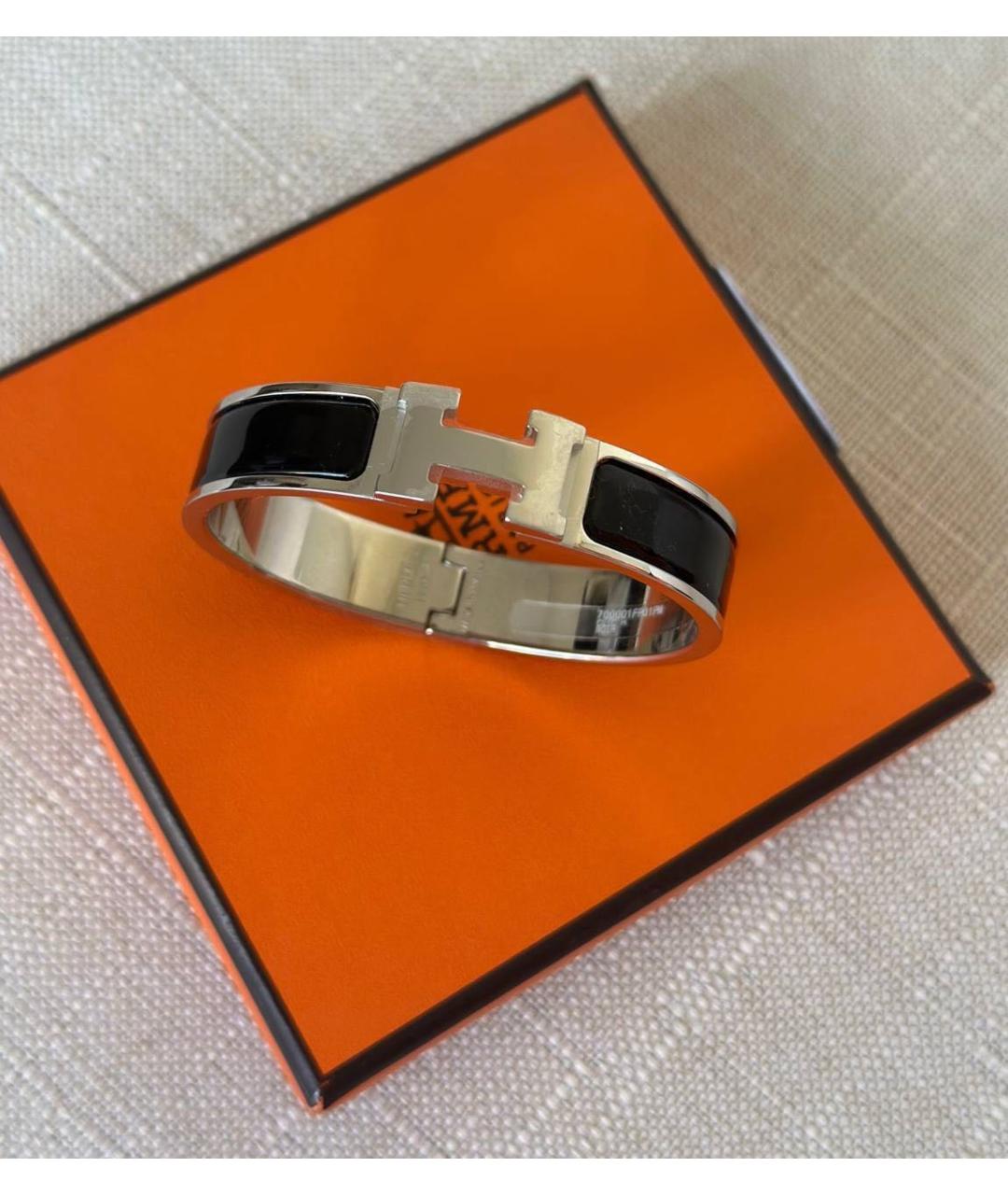 HERMES Черный металлический браслет, фото 2