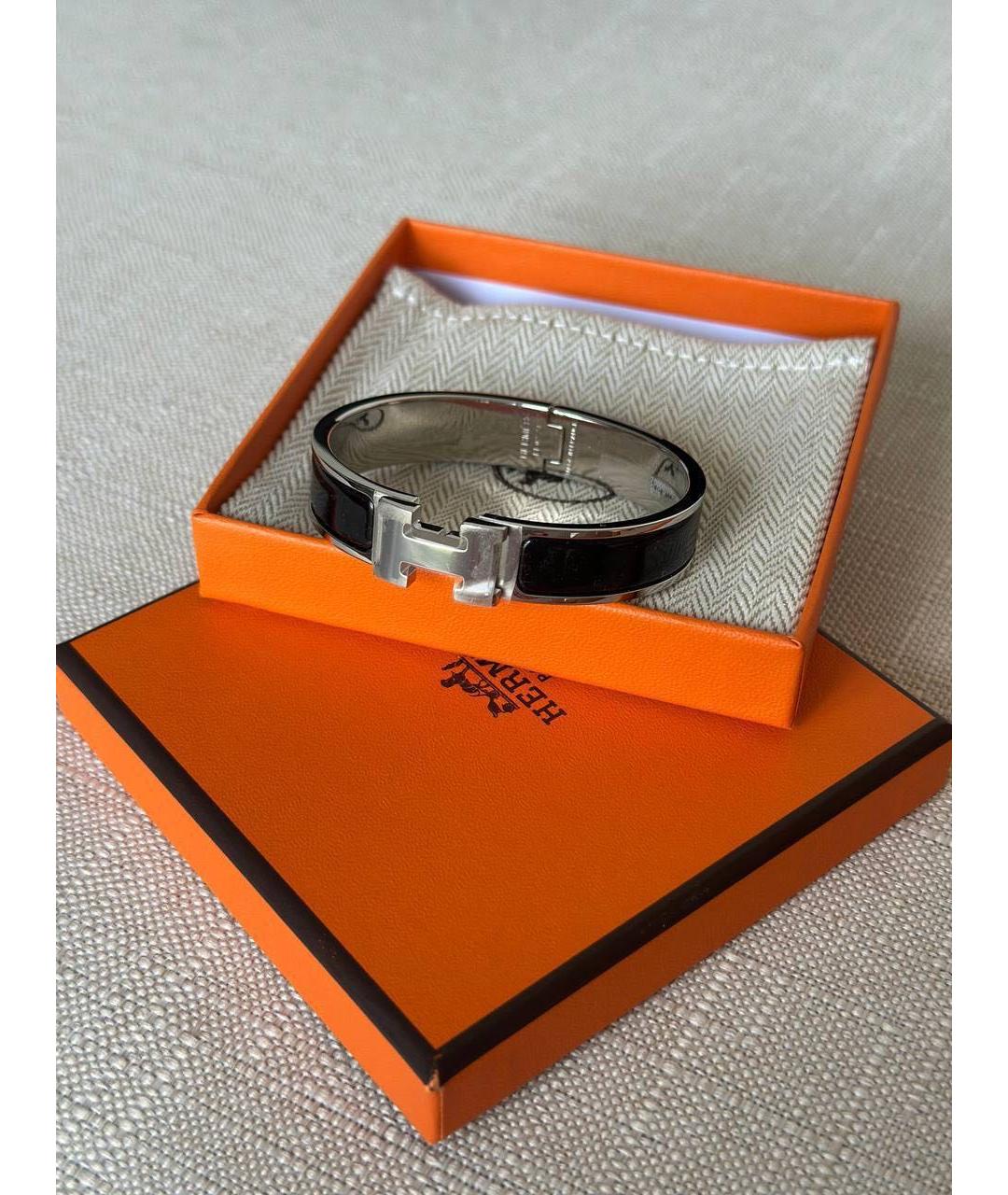 HERMES Черный металлический браслет, фото 3